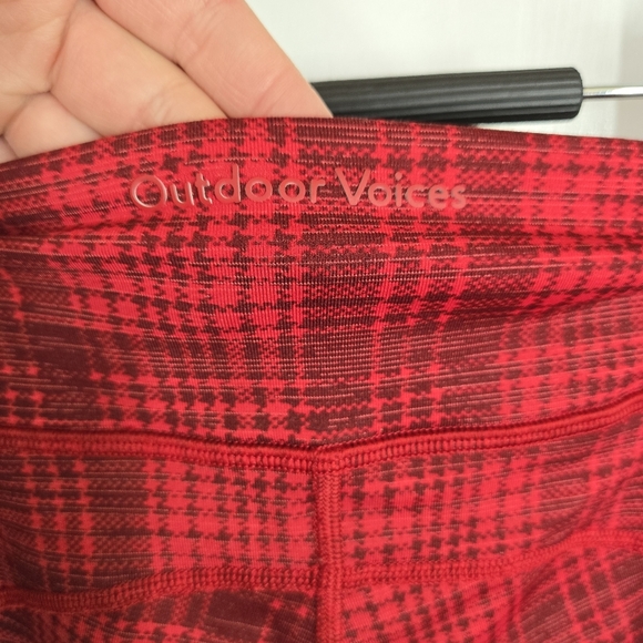 Outdoor Voices Move Free Red Legging Bra Pomegranate Red Plaid Compression Set M - Picture 6 of 17